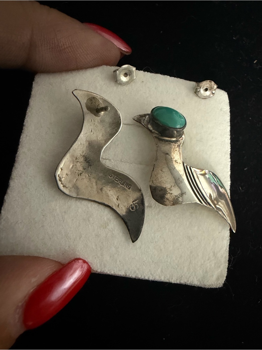 925 Sterling silver vintage designer signed turquoise earrings